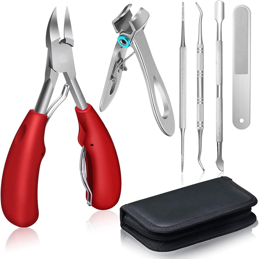 MAYCREATE Ingrown Toenail Clippers for Ingrown or Thick Toenails,Wide Jaw Opening Nail Clippers with Curved and Slant Straight Blade Edge, 6 PCS Stainless Steel Toe Nail Clipper for Men MAYCREATE Ingrown Toenail Clippers for Ingrown or Thick Toenails,Wide Jaw Opening Nail Clippers with Curved and Slant Straight Blade Edge, 6 PCS Stainless Steel Toe Nail Clipper for Men